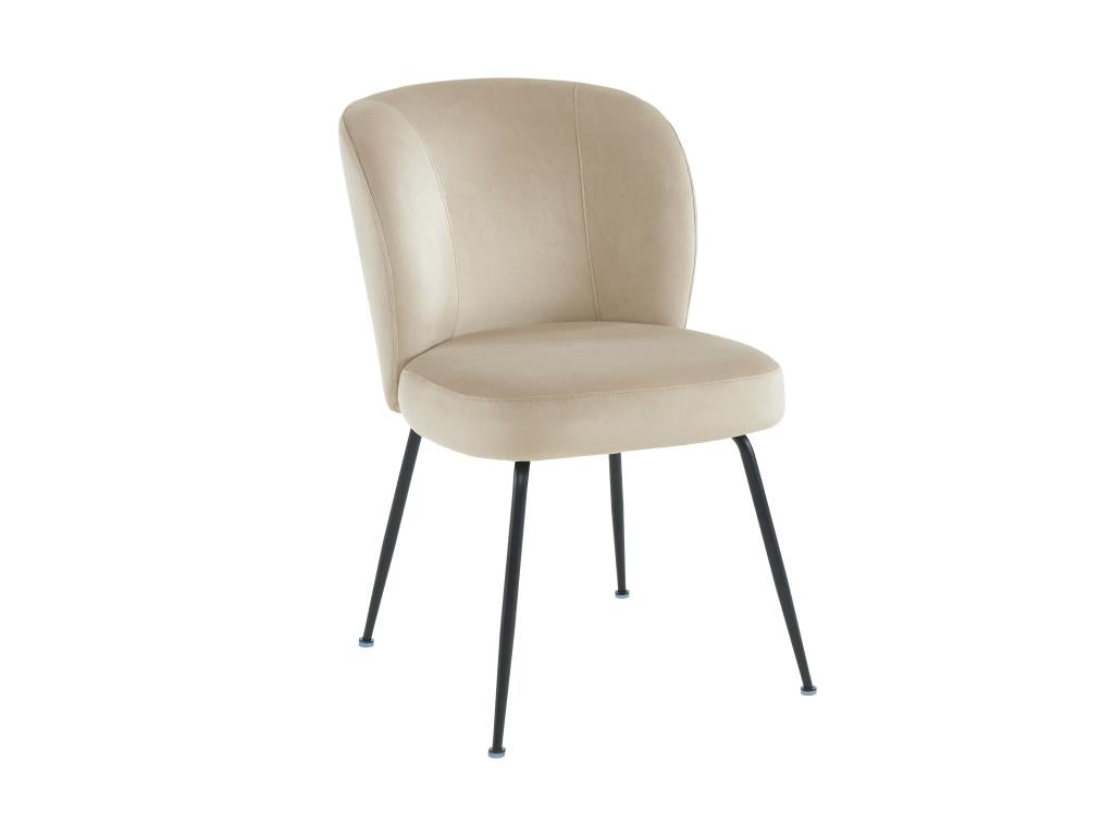 Set of 2 velvet and metal chairs - Beige - Domopure MONN43697