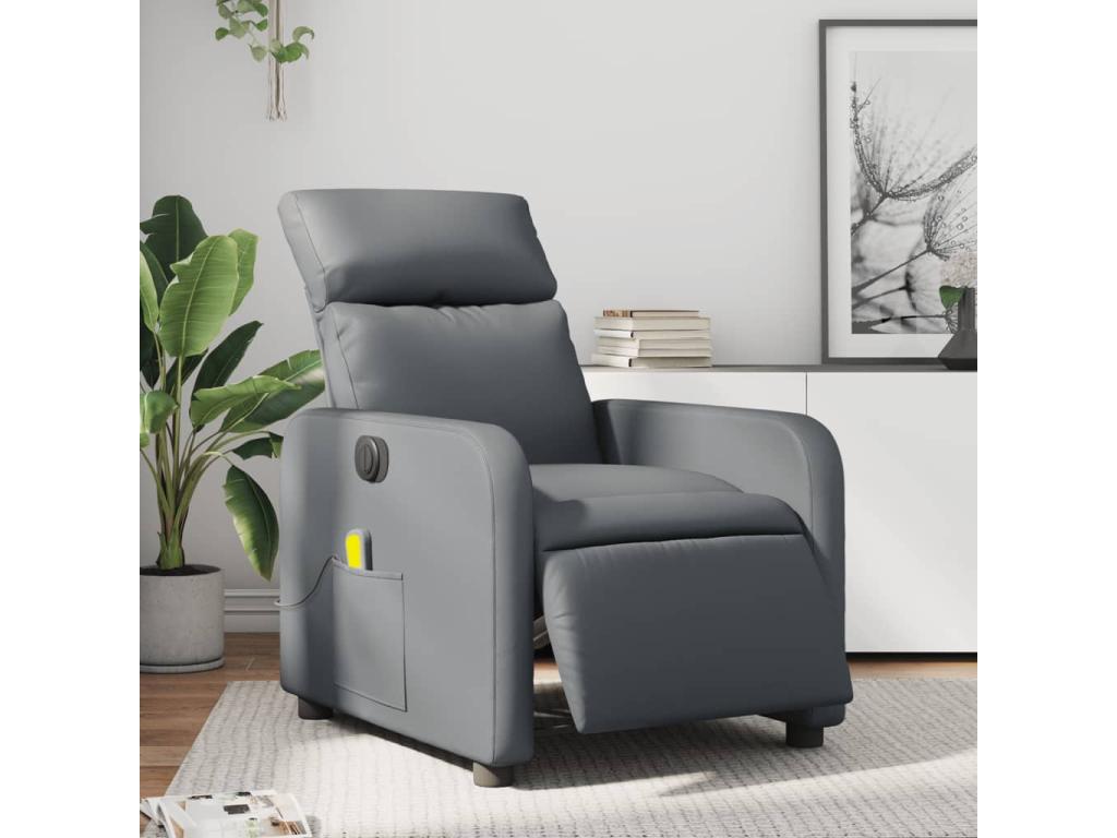 Grey faux leather electric reclining massage chair DDNX04602