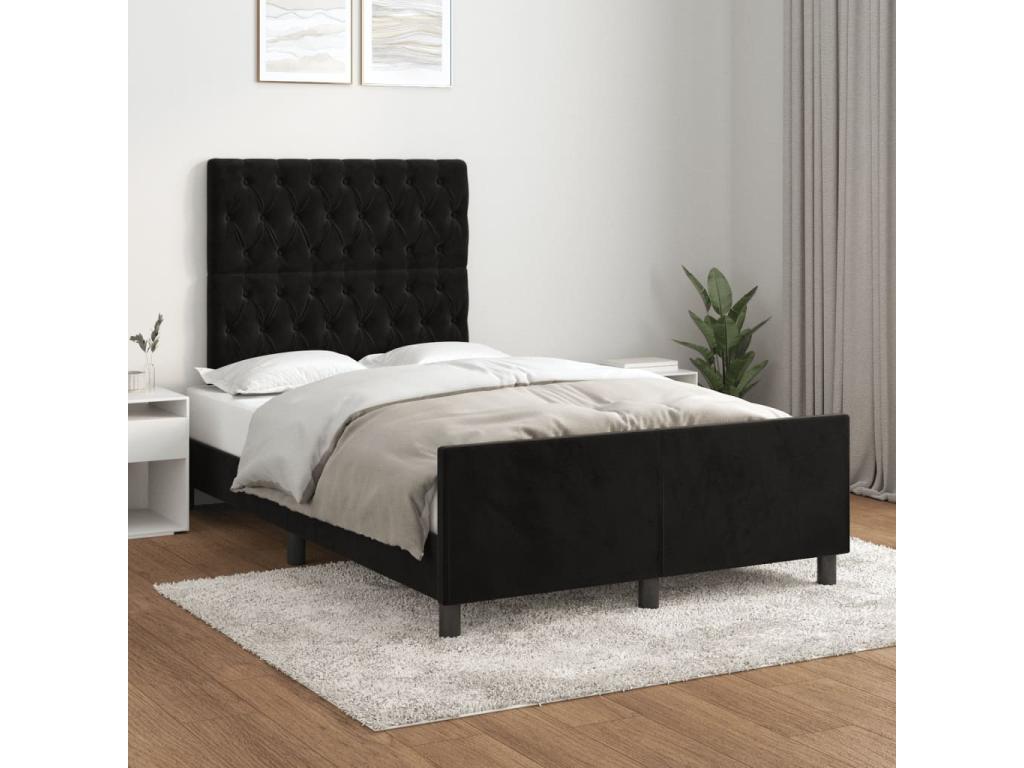Bed frame with black headboard, 120x190 cm, velvet, SXXQ38596