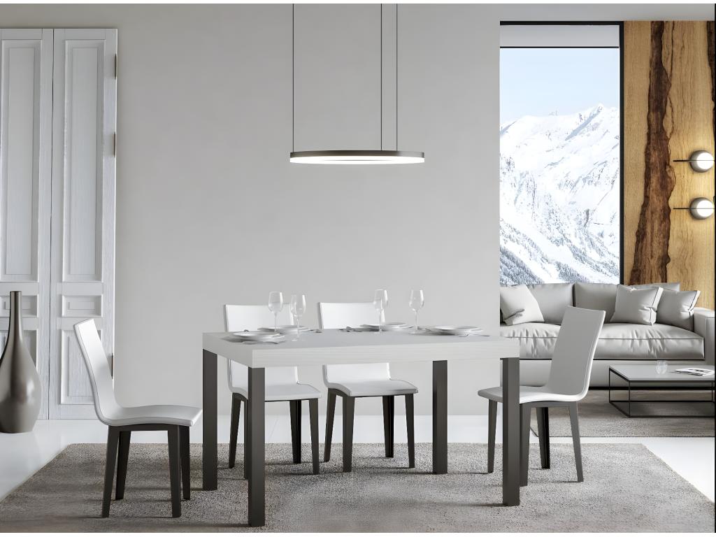 Rectangular dining table in white ash and anthracite metal, Decohaute, 160cm, NYOH30119