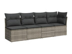 7-piece garden furniture set with cushions, grey woven resin DHGF16694
