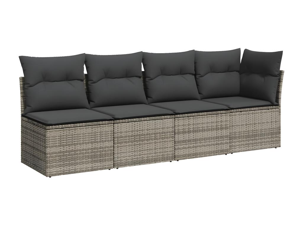 7-piece garden furniture set with cushions, grey woven resin DHGF16694