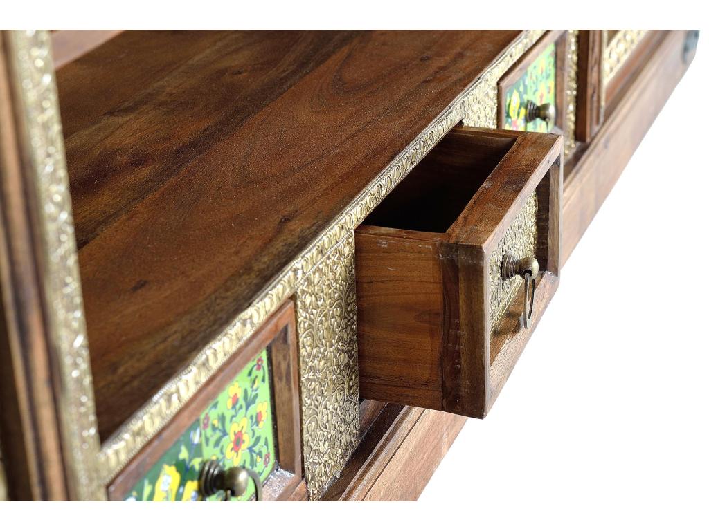 Handmade TV stand with tile details - Marrón. Giner y Colomer. 60x40x180 RWBB59527