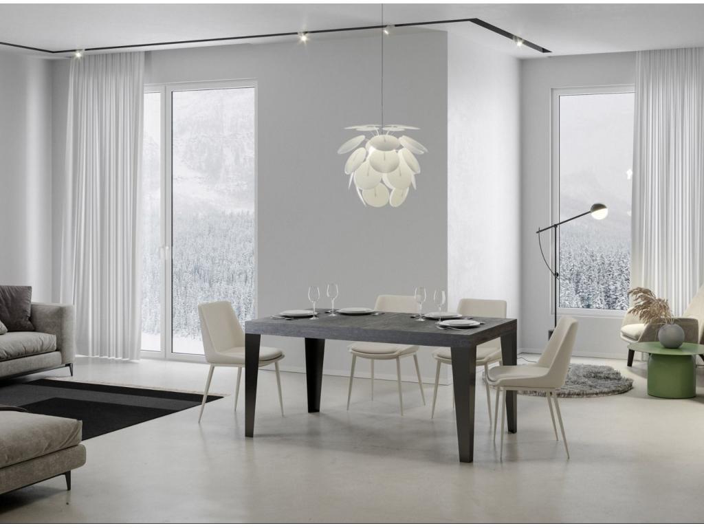 Domopure rectangular table, 180cm, concrete grey with anthracite metal legs, seats 6 to 8 (AIJJ18566)