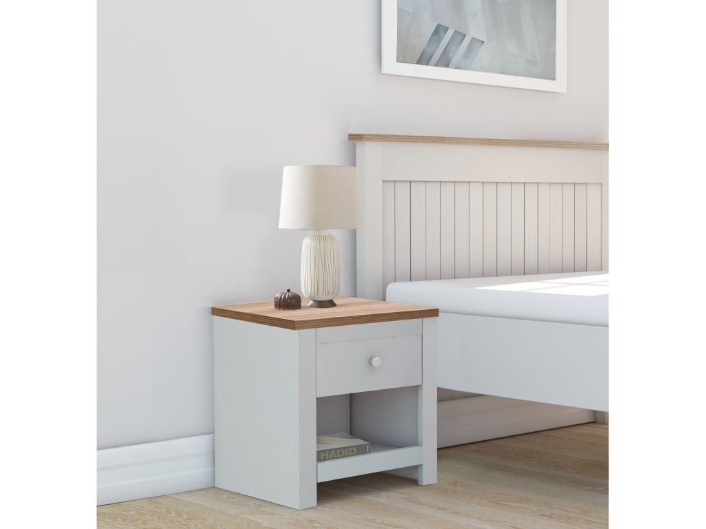 Bedside table with 1 drawer, Cream Oak BCOR75356