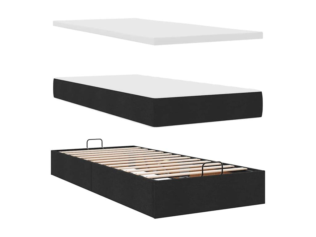 Ottoman bed frame with black mattress 80x200 cm fabric VJBX05810