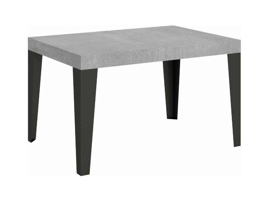 Decohaute Extendable Dining Table - Cement Grey - Decohaute Legs and Support - 2 Slim Extension Leaves - Extendable Width 130 to 234cm IRJU87099
