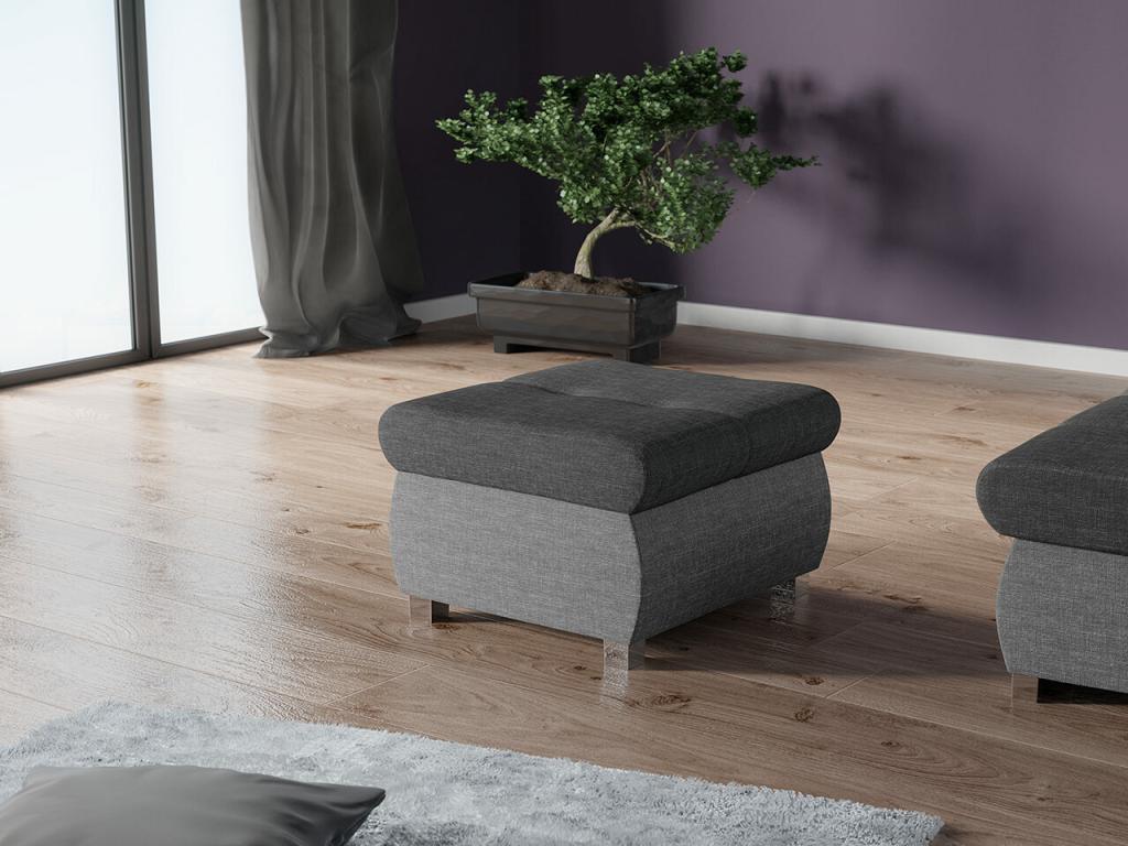 Domopure 122 Grey Pouf 39x60x60cm Upholstery Metal Legs FOKE14612