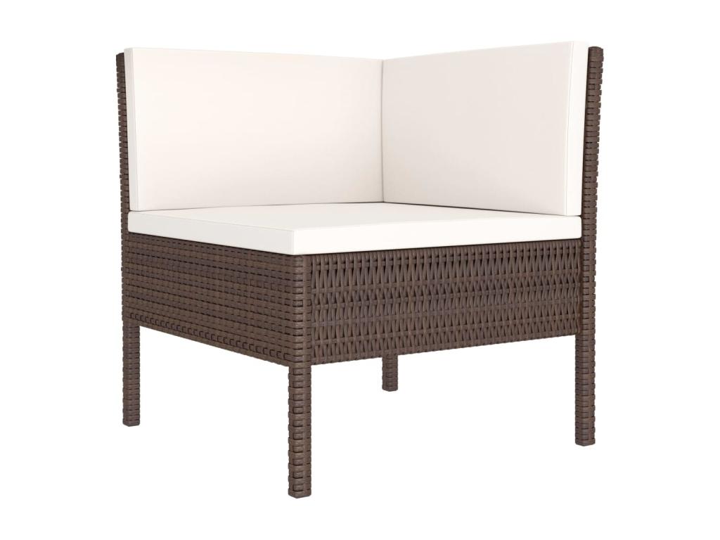 4-piece garden furniture set with cushions, brown woven resin, OJMY87096