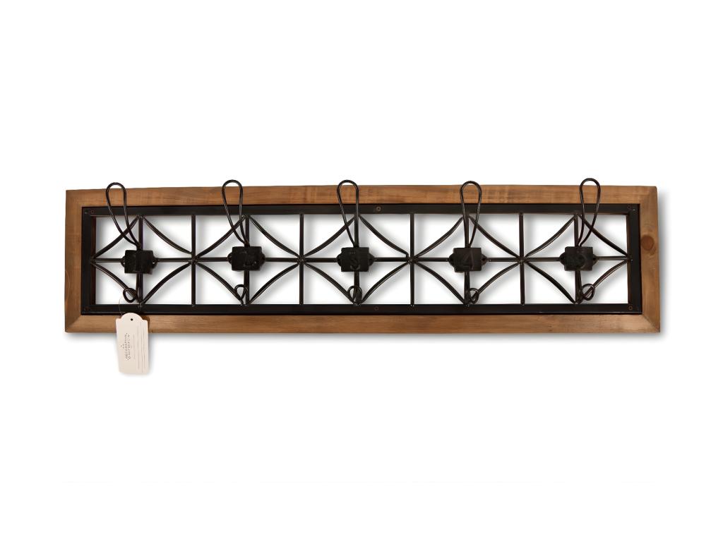 Domopureère Wooden Coat Rack with 5 Hooks, Brown, 82.5x7x20cm - Domopure WWNP54951