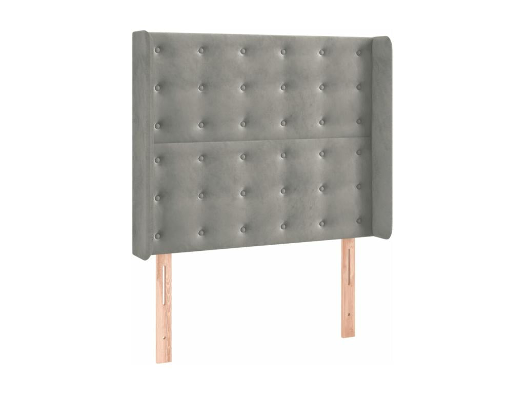 Chicyla bed base with LED light grey mattress 90x200cm Velvet FGYI36903