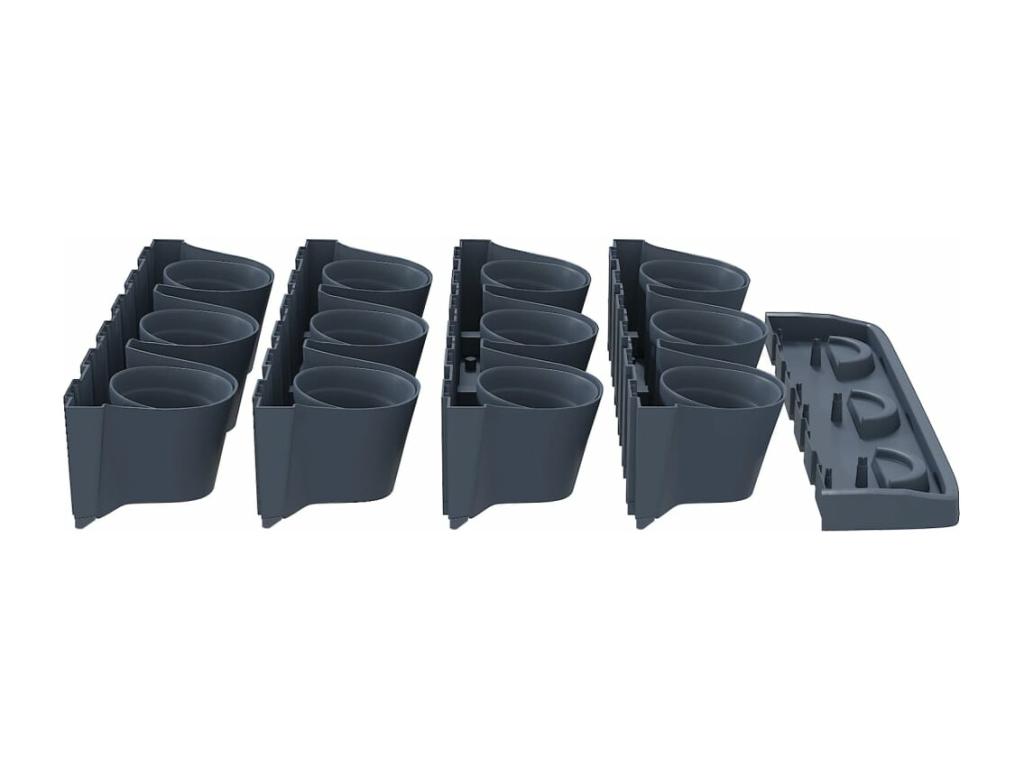 Set of 12 vertical planters, Anthracite PP CYPT18643