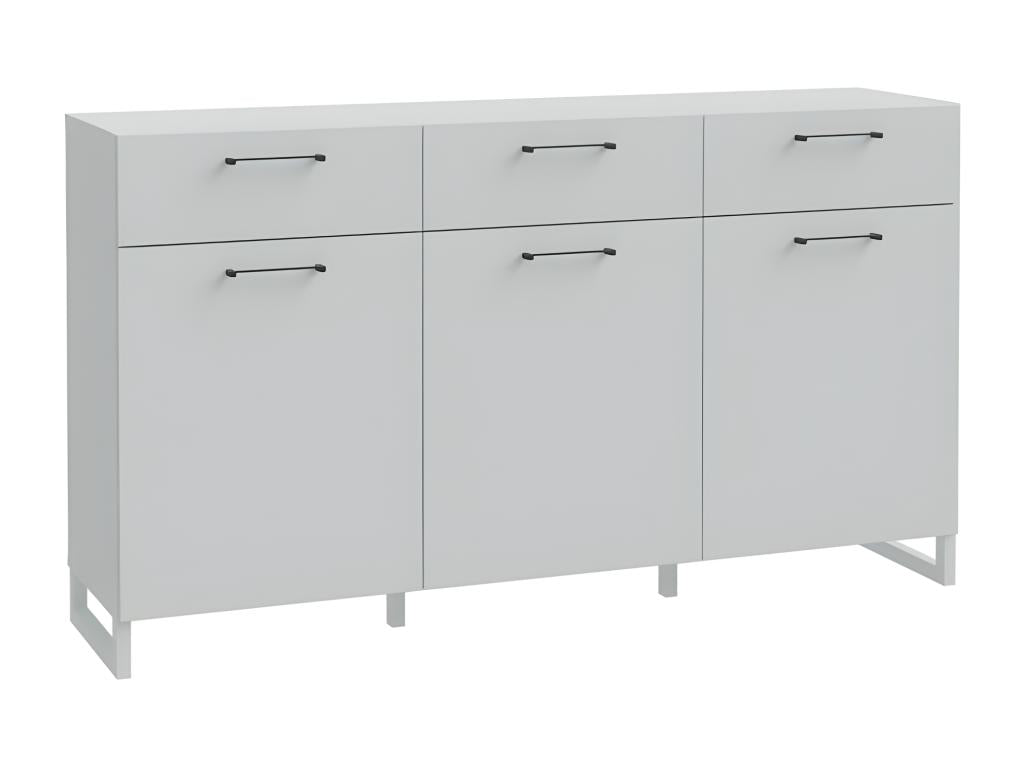 165cm sideboard in matte light grey with black metal handles - Domopure BIBK54100