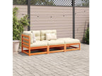 3-piece garden furniture set with cushions, brown wax finish, solid pine wood TMHD16259