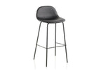 Decohaute KRTQ79752 black faux leather bar stool with black metal legs