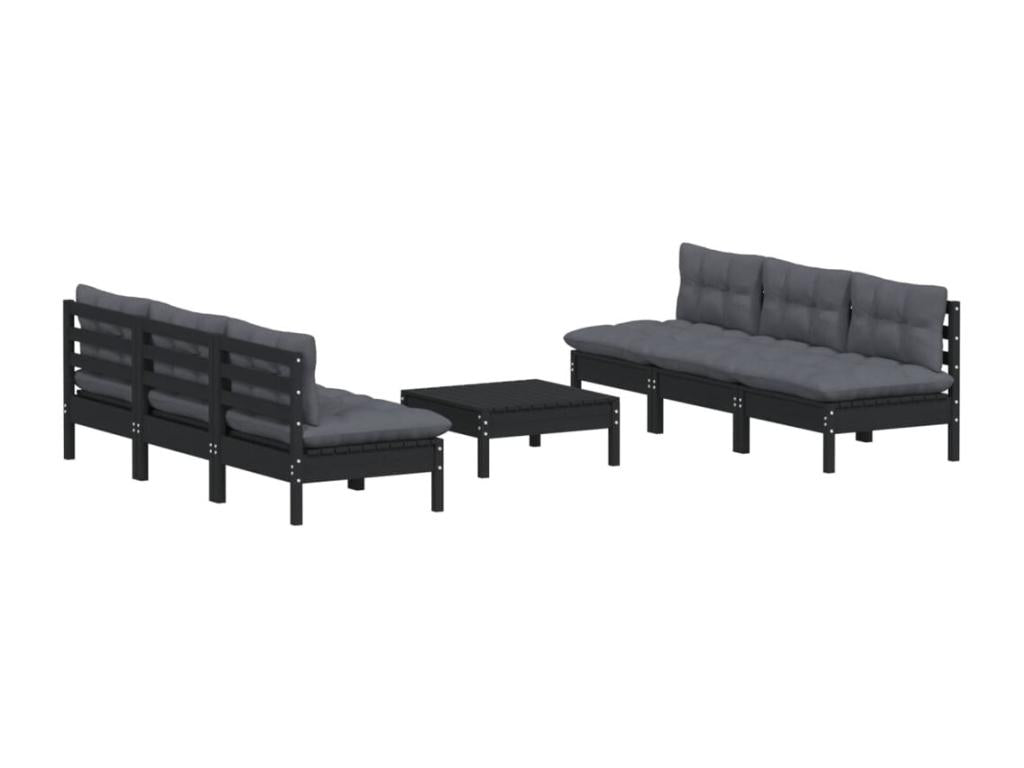 7-piece garden furniture set with cushions, anthracite pine wood PMOL39272