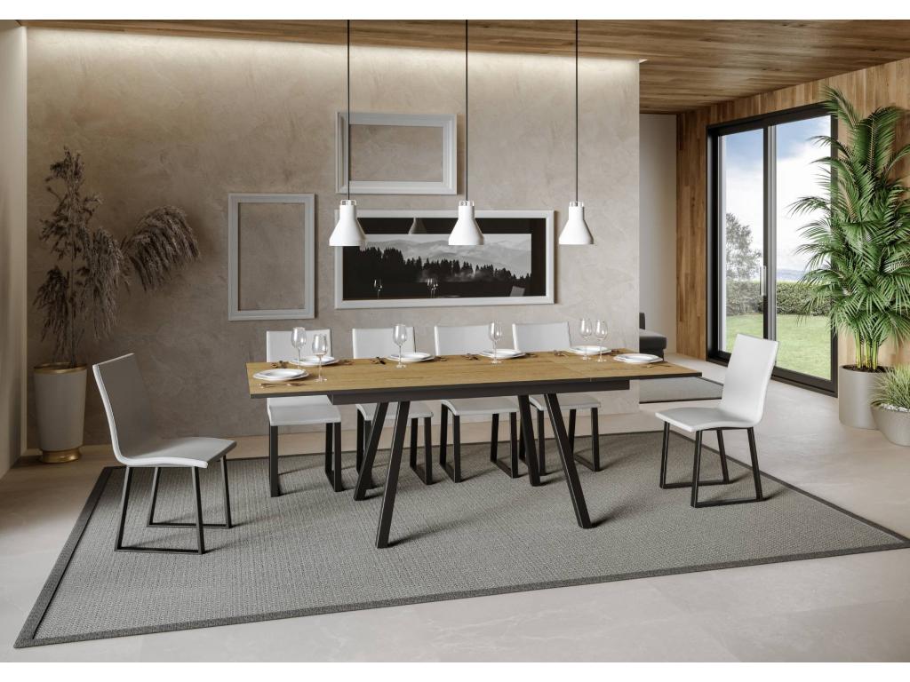 Mirhi Extendable Table 90x160/220 cm Natural Oak Anthracite Frame WRDJ95813