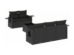 6-piece garden furniture set with cushions, black wicker resin DJQI42893