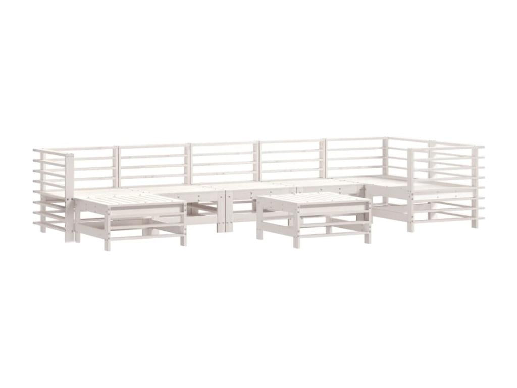 8-piece garden furniture set with cushions, white, solid wood ASLN87878