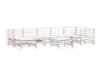 8-piece garden furniture set with cushions, white, solid wood ASLN87878