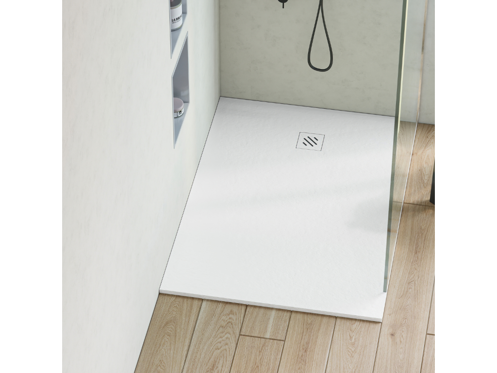 Decohaute extra-flat shower tray - Decohaute Texture in White Polyester Decohaute - L100xl90xh2.6cm - Decohaute CGQA23784