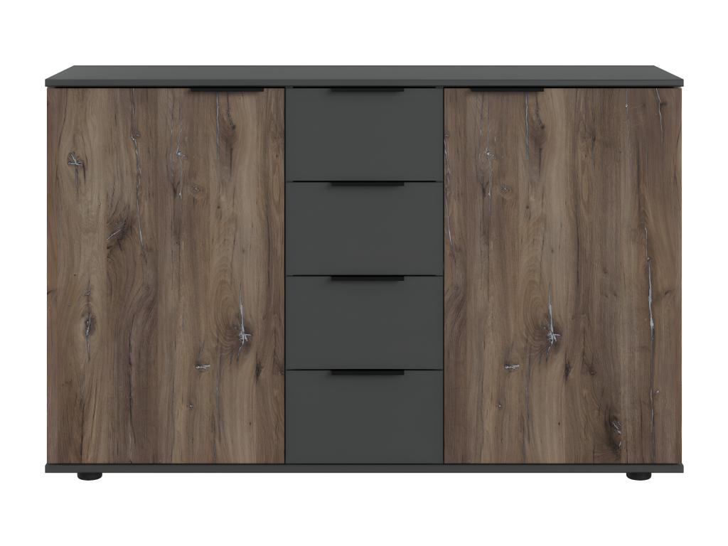 Chest of drawers/storage unit in Flagstaff oak effect with graphite trim KVBL09532