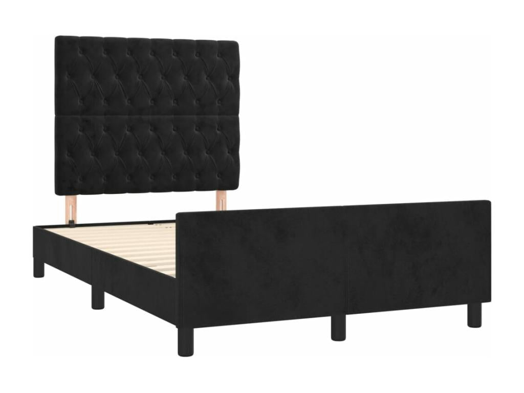 Bed frame with black headboard, 120x190 cm, velvet, SXXQ38596