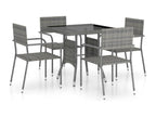 5-Piece Garden Dining Set, Wicker Resin, Grey SLWI88559