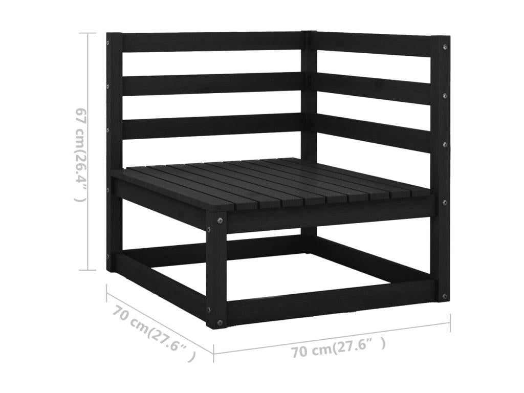 9-piece garden furniture set with cushions, black solid pine wood OKNI64921