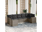 Garden furniture set with cushions, 7 pieces, grey woven resin, SGMH28782