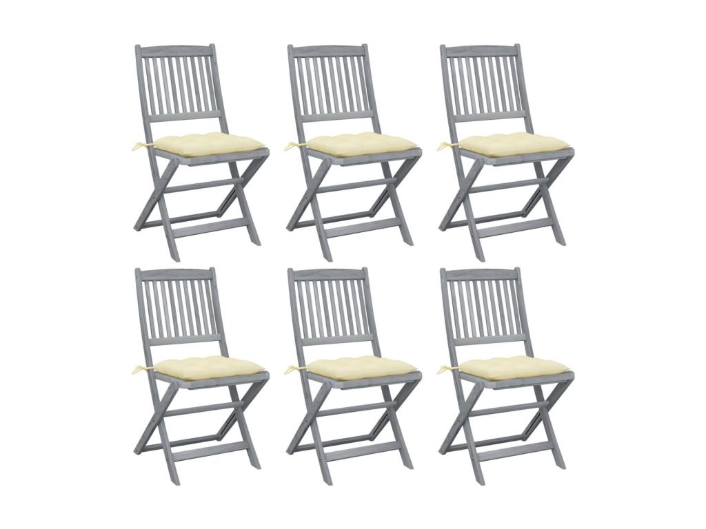 6-piece outdoor folding chairs with cushions, Chicyla wood, 25 CVCX69061