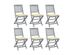 6-piece outdoor folding chairs with cushions, Chicyla wood, 25 CVCX69061