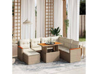 8-piece garden furniture set with cushions, beige woven resin OOOZ44750