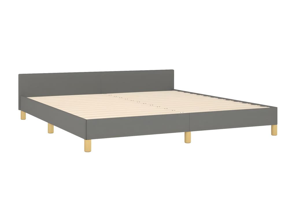 Bed frame with headboard, dark grey, 160x200 cm, fabric, UMZW20762