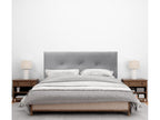 Domopure Smooth Velvet Headboard with Buttons 145x105 with Bed Legs 120/135/140 - Light Grey IPVC42333