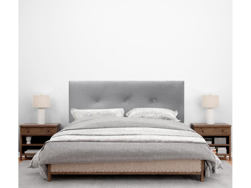 Domopure Smooth Velvet Headboard with Buttons 145x105 with Bed Legs 120/135/140 - Light Grey IPVC42333