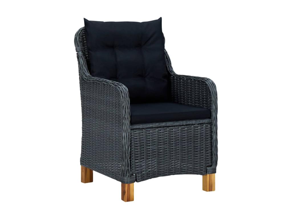 3-piece garden furniture set with cushions, dark grey woven resin PXVA63011