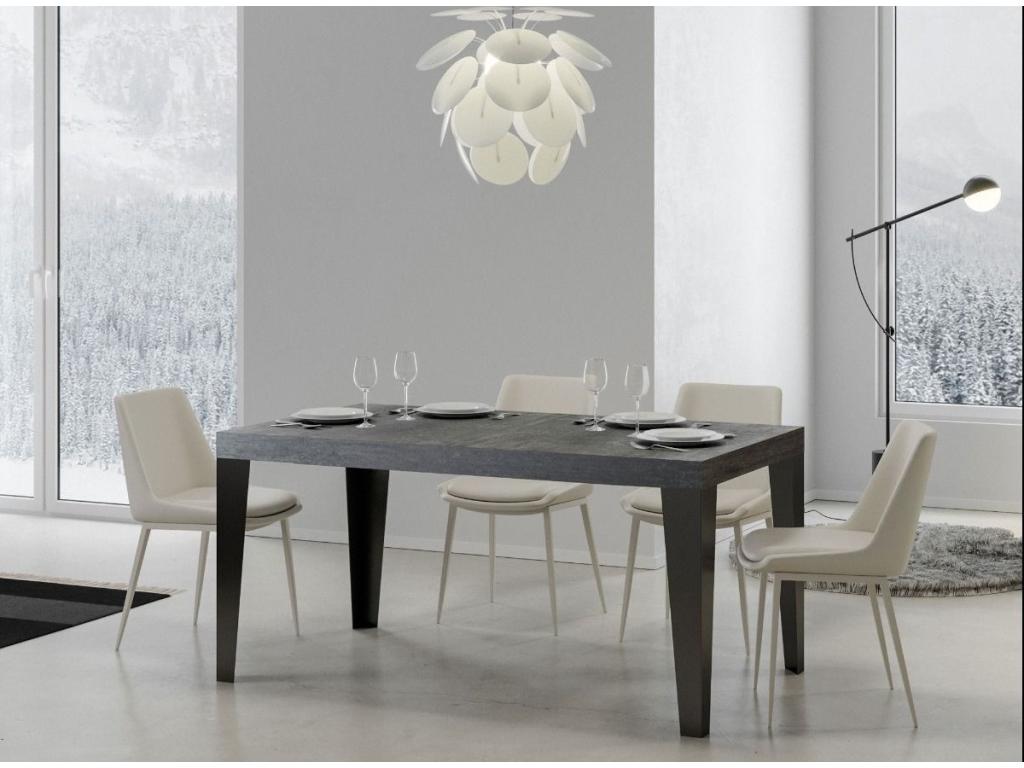 Domopure rectangular table, 180cm, concrete grey with anthracite metal legs, seats 6 to 8 (AIJJ18566)