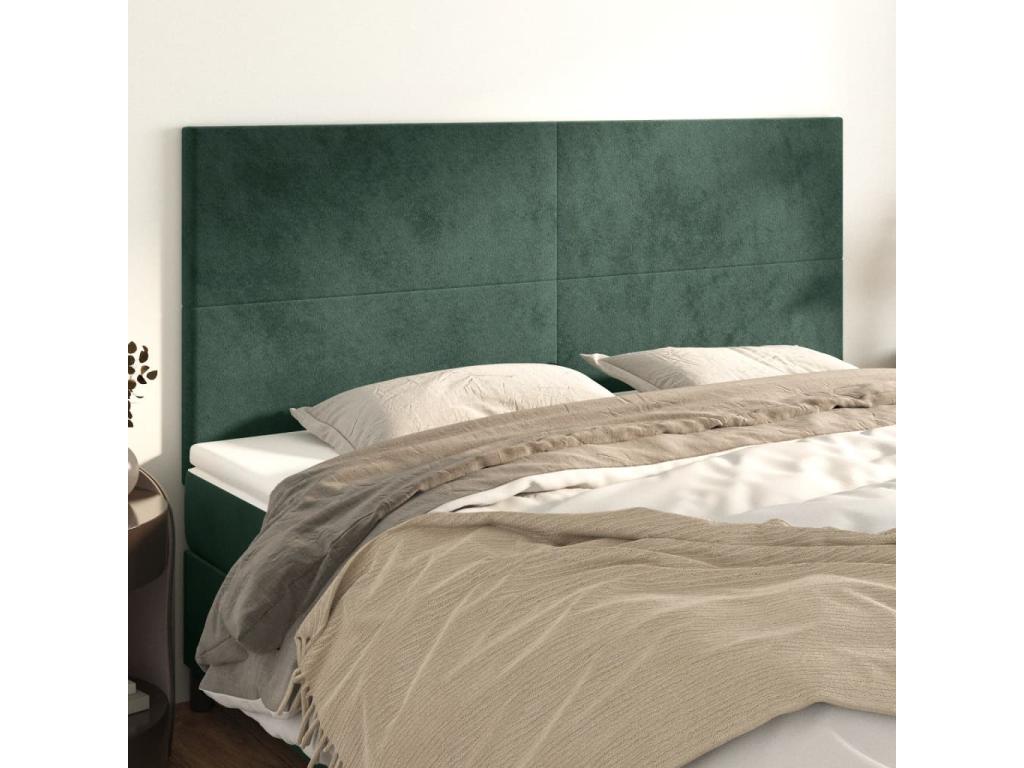 4-piece headboard set, dark green, 80x5x78/88 cm, velvet, OYML67662