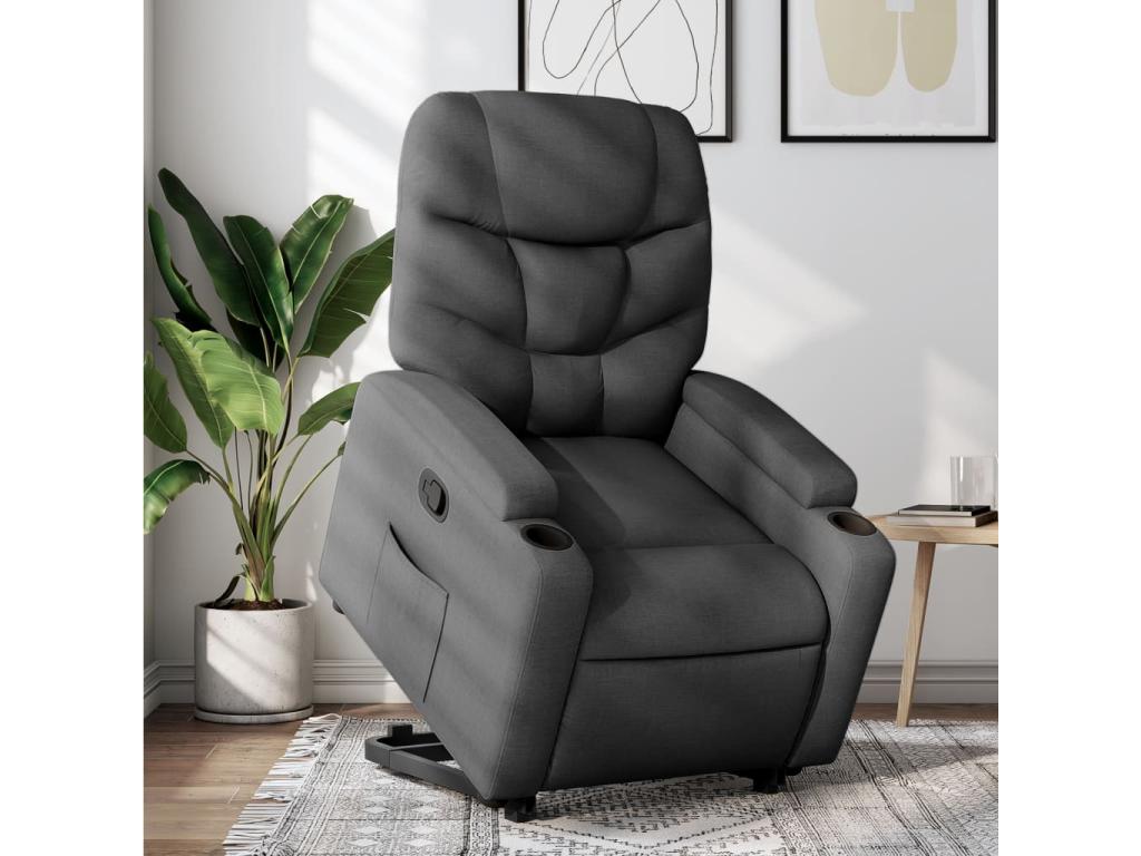Dark Grey Fabric Reclining Armchair RMTD26756