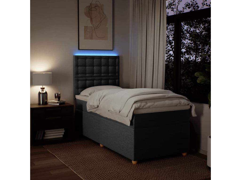 Chicyla bed base and mattress, dark grey, 90x190 cm, fabric OCRX99475