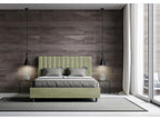 Bed with upholstered slatted base 160x200 microfiber green Decohaute DPTP40773