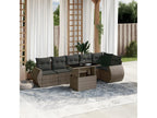 7-piece garden furniture set with cushions, grey woven resin DHGF16694