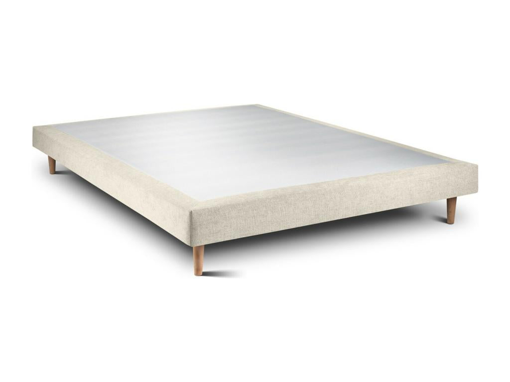Upholstered bed base in light beige fabric, 150x190 cm, H29 cm, IKAE17980