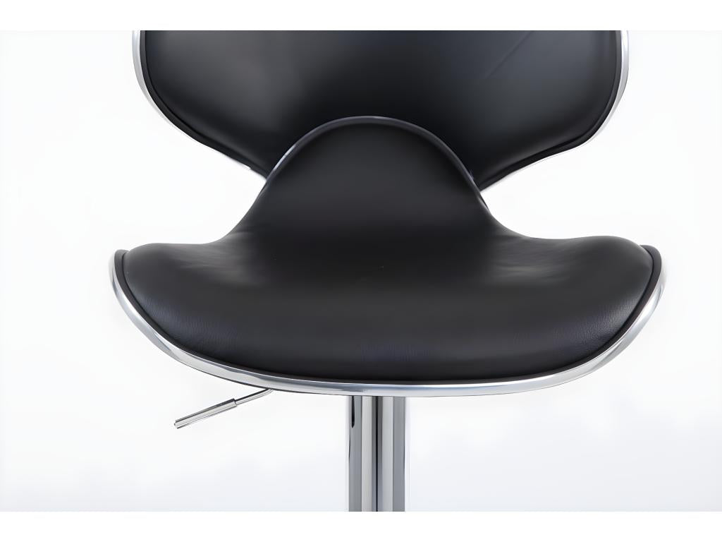 Bar stools - Faux leather / Chrome-plated metal - Black - Domopure V2 TJDT45297
