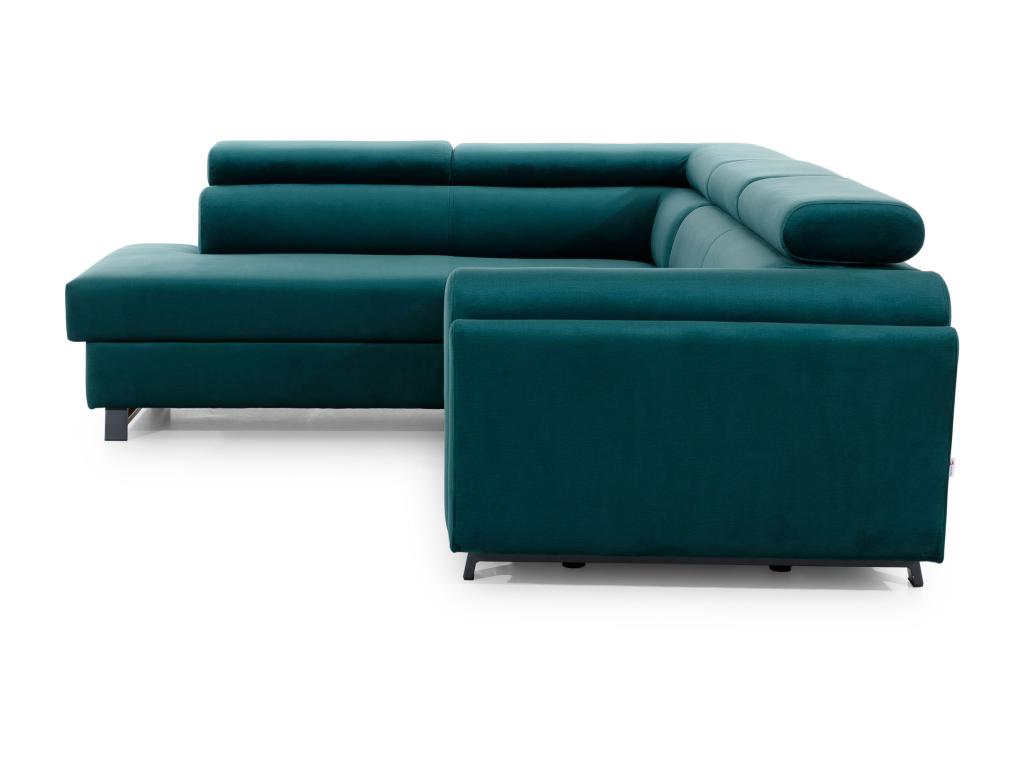 Domopure 265cm Left-Hand Corner Sofa Bed in Light Grey Fabric with Adjustable Headrests 2 UJEV18327