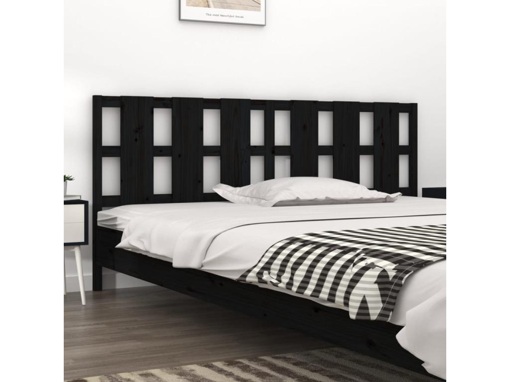 Black Headboard 205.5x4x100 cm Solid Pine Wood PMHF17363