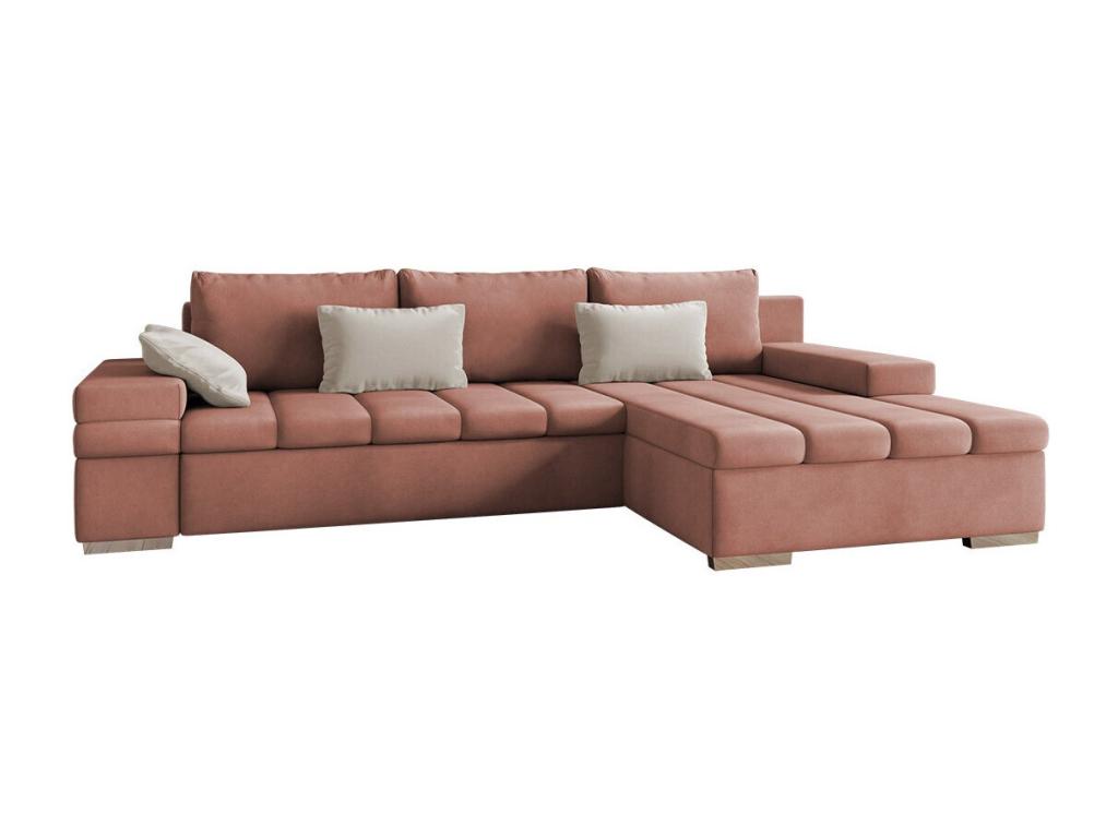 Domopure 169 Corner Sofa, Pink, Sleeping Function, Bedding Box, 310x175x83cm, DSFJ76696