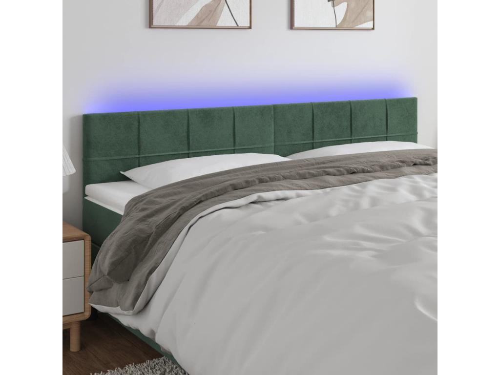 Dark Green LED Headboard 160x5x78/88 cm Velvet EKOO65747