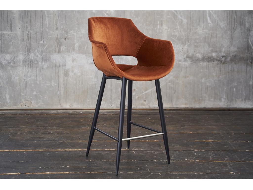 Stool - brown velvet - Domopure LWMA31476